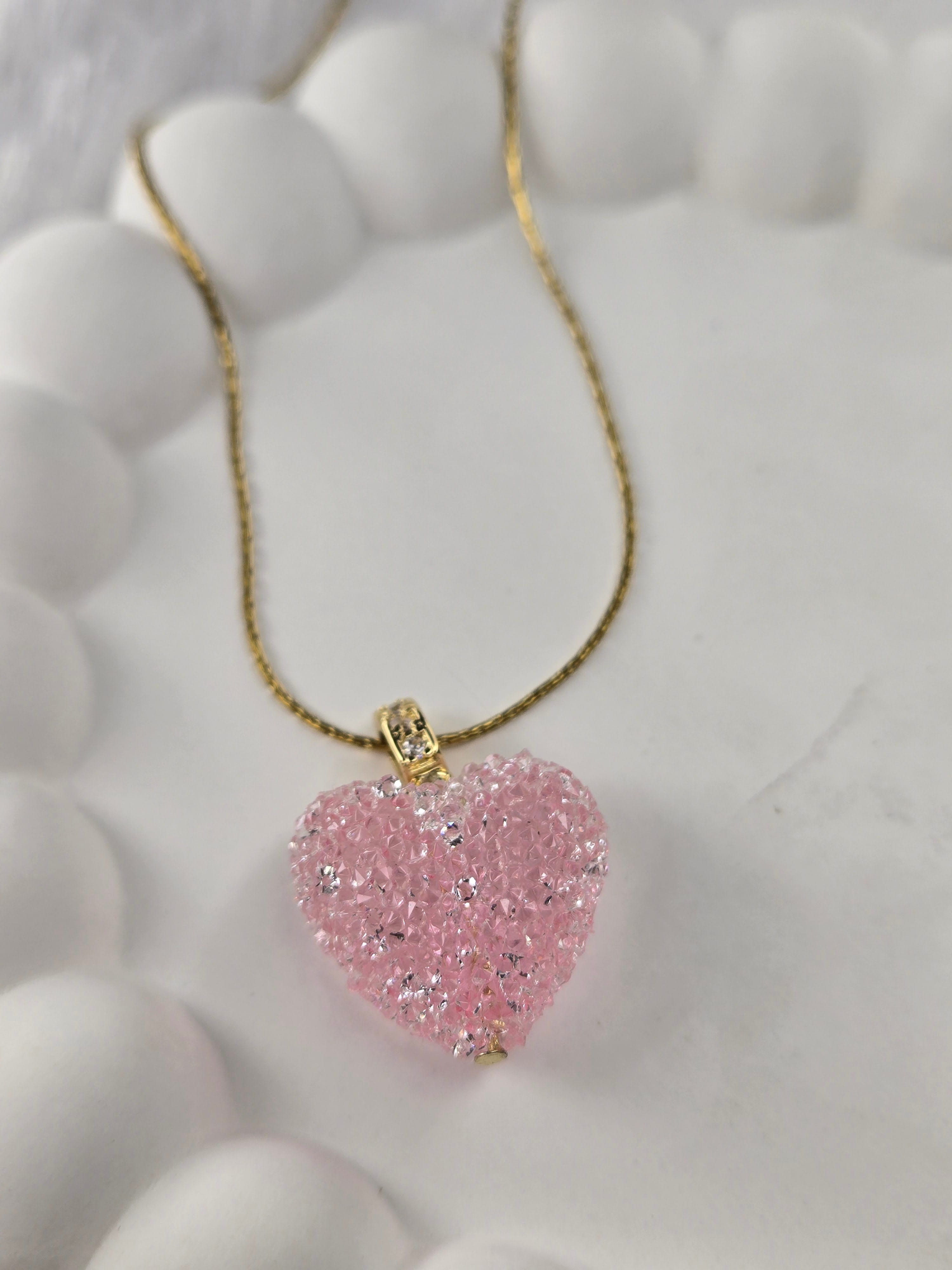 Pink Heart Crystal Pendant💗✨