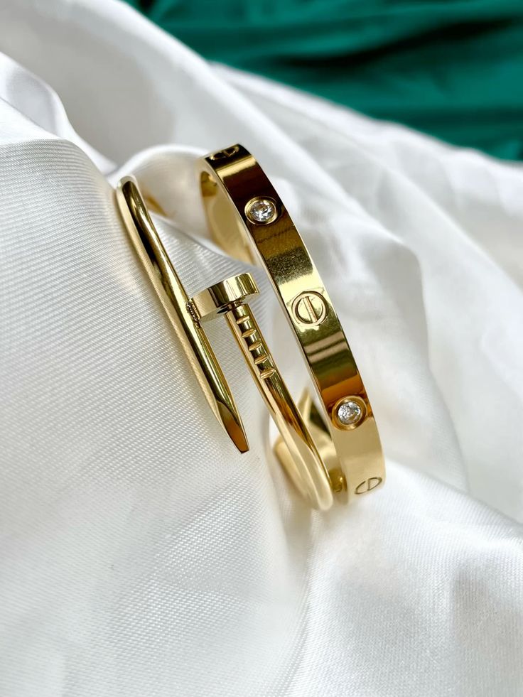 18K Gold Plated Nail & Screw Bracelet